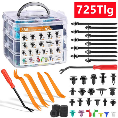 725Tlg Auto KFZ Spreiznieten Sortiment Autotür Innen Befestigung Clips Kit Set