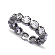 925 Sterling Silver Cubic Zirconia Eternity Band Ring   Size 8