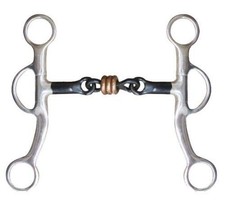 Showman Stainless Steel 5" Sweet Iron Dogbone Snaffle Bit w/ Copper Rings