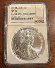 2016 $1 American Silver Eagle NGC MS70 Brown Label
