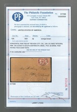 Nevada City California Integral Rate 5 1851 US Sc 10a Type II Horiz Pair PF Cert
