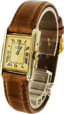 Cartier Must De Tank W1003153 SM Cream 20mm Quartz Womens Watch Excellent A6824