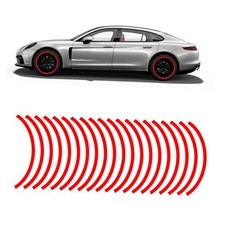 16PCS 17''-19'' Reflective Wheel Rim Stripe Decal, Car Wheel Rim Tapes Red