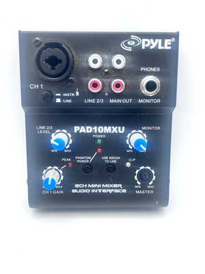 Pyle 2 Channel Mini Mixer With USB Audio Interface 18V Phantom Power PAD10MXU