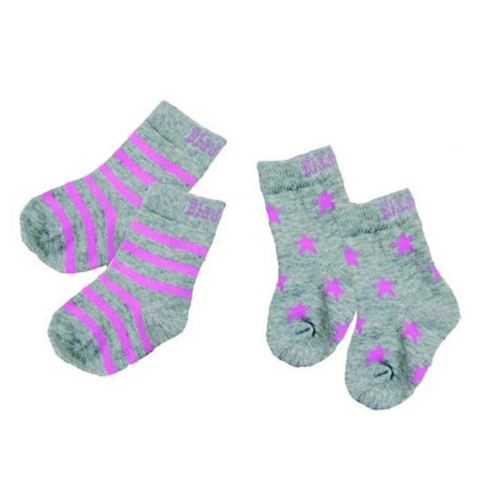 Blade & Rose Pack of 2 Socks Marl Grey & Pink Stars & Stripes Age 0-6 Months