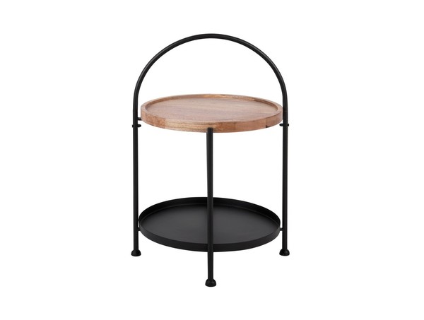 Kleiner Runder Kaffeetisch Tray Mit Mangoholzplatte, Ø 39 X 55 Cm-image