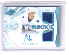 2013/14 SPX NICKLAS JENSEN DUEL JERSEYS AUTO ROOKIE #ed 096/499 card #168