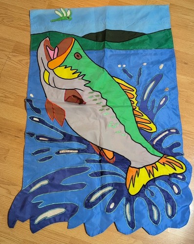 Fishing Yard Flag Nylon Bass Double Sided Evergreen Enterprise Large