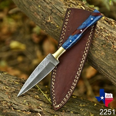 CUSTOM HANDMADE FORGED DAMASCUS STEEL BOOT KNIFE THROWING HUNTING DAGGER  2251