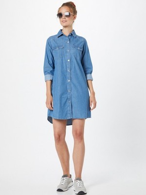 Mavi women's denim dress sundress Sharon long sleeve dress blue S