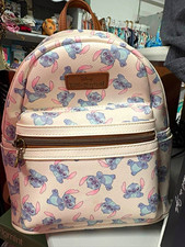 Disney Lilo  Stitch Mini Backpack Pink/Blue Character Print Front Zip Pocket