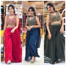 Bollywood Designer Party Pre TUBE BLOUSE Plazzo  Indo Western Ready To Wear