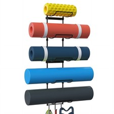 Yoga Mat Holder Wall Mount, Wall Rack Organizer, Storage Foam Roller and Bloc...