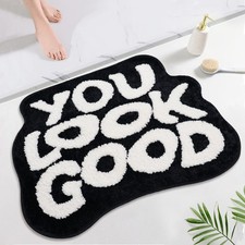 You Look Good Bath Mat Black And White Funny Bathroom Rug Decor Floor Mat
