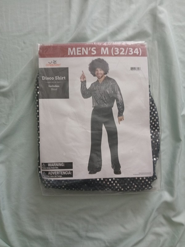 Halloween Mens 70 Diso Costume Shirt W/ Afro Mens 32/34