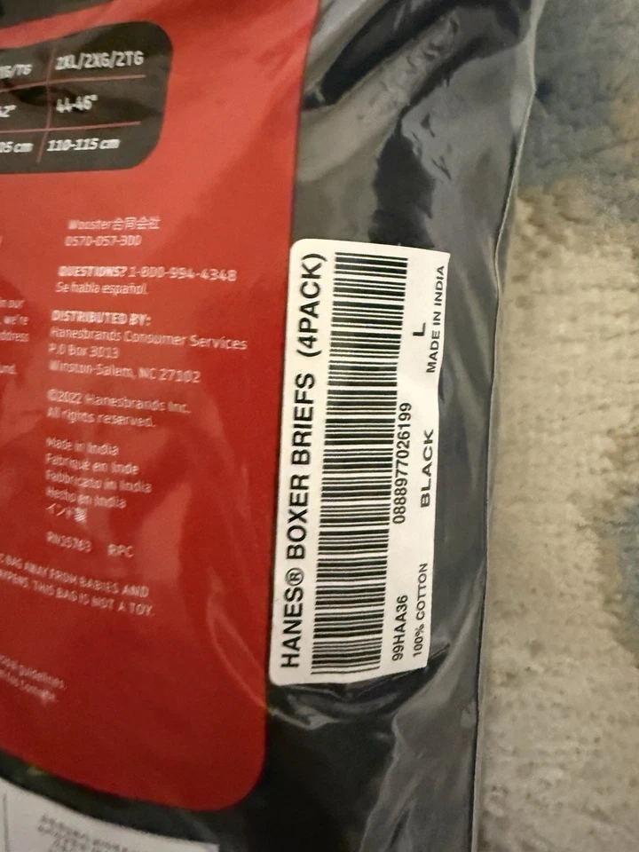 NUEVO Calzoncillos Boxer Supreme x Hanes (paquete de 4) - Negros | Talla Grande | Envío Gratis Foto 4 de 4