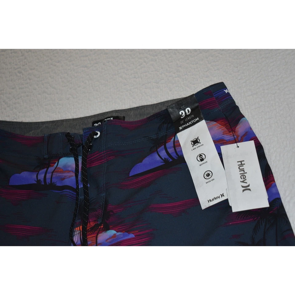 Pantalones Cortos de Natación Hurley Phantom Para Hombre Talla 30 Gris Púrpura Tropical NUEVO Foto 3 de 4