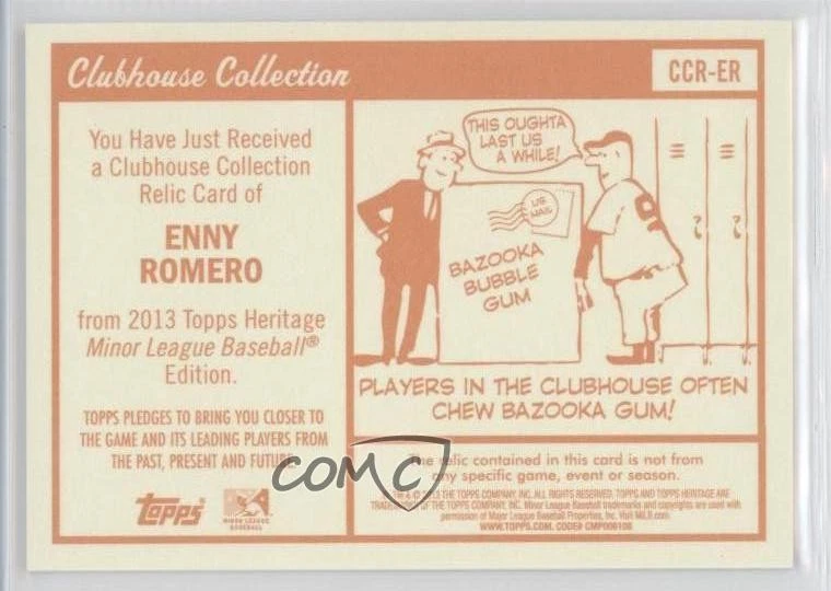 2013 Topps Heritage Minor League Edition Clubhouse Collection Relics Enny Romero - Image 2 of 2