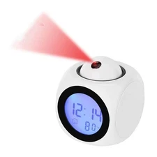 Projection Alarm Clock Ceiling Display Snooze Desk Table Clock Voice5203