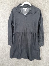 Nine West Denim Collard Dress Womens L Gray Denim Long Sleeve Casual Preppy NWT