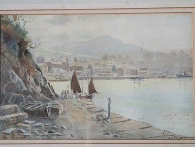 Antikes Original Aquarell Gemälde nach Warren Williams undeutlich signiert