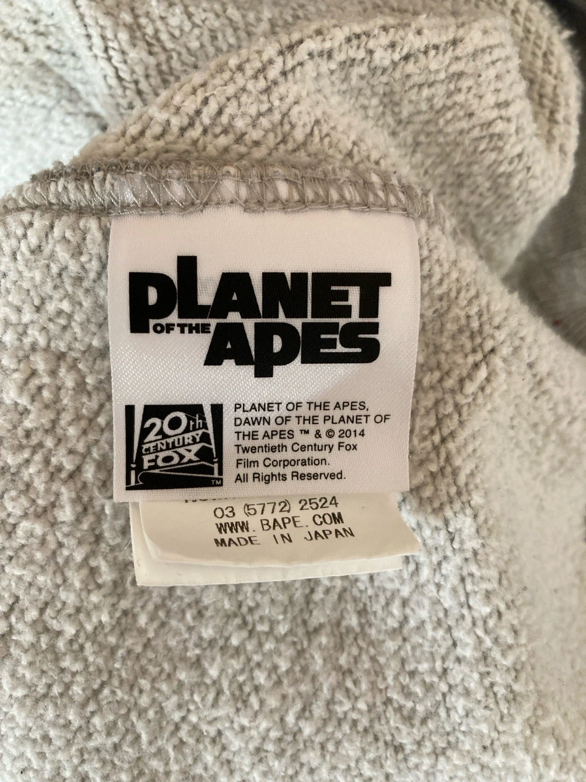 A BATHING APE (BAPE) Felpa con cappuccio Bape X Planet Of The Apes grigia rara