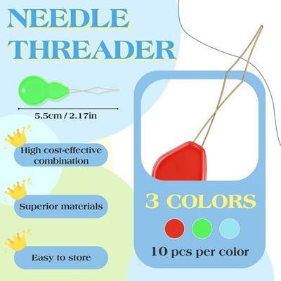 Fteven Needle Threaders, 30Pcs Sewing Needle Threader Gourd Shaped, Embroidery N
