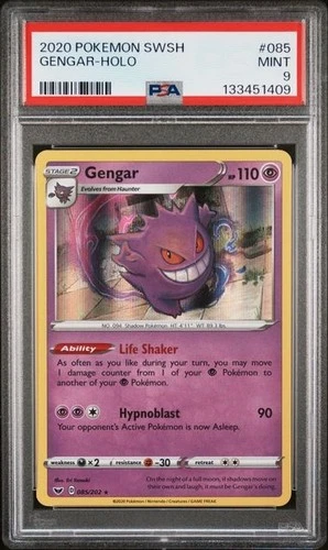PSA 9 Mint Pokemon 2020 Sword & Shield Base Gengar Holo 085
