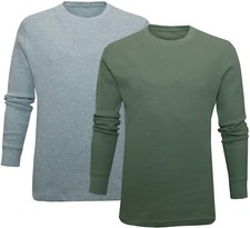 Mens Crew Neck Top Slim Fit Waffle Knit Plain Long Sleeve T-shirt ExStore XS-2XL