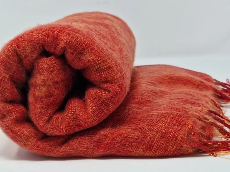 Orange Yak Wool Shawl /Wrap