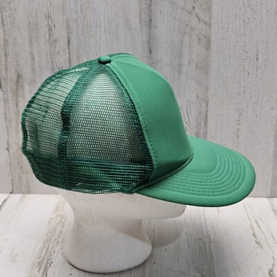 NOS VTG Green CAP HAT 5 PANEL FOAM MESH HIGH CROWN TRUCKER