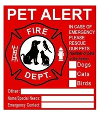 Pets Inside Alert - Rescue - Emergency - Fire Window Stickers / 2 Pack