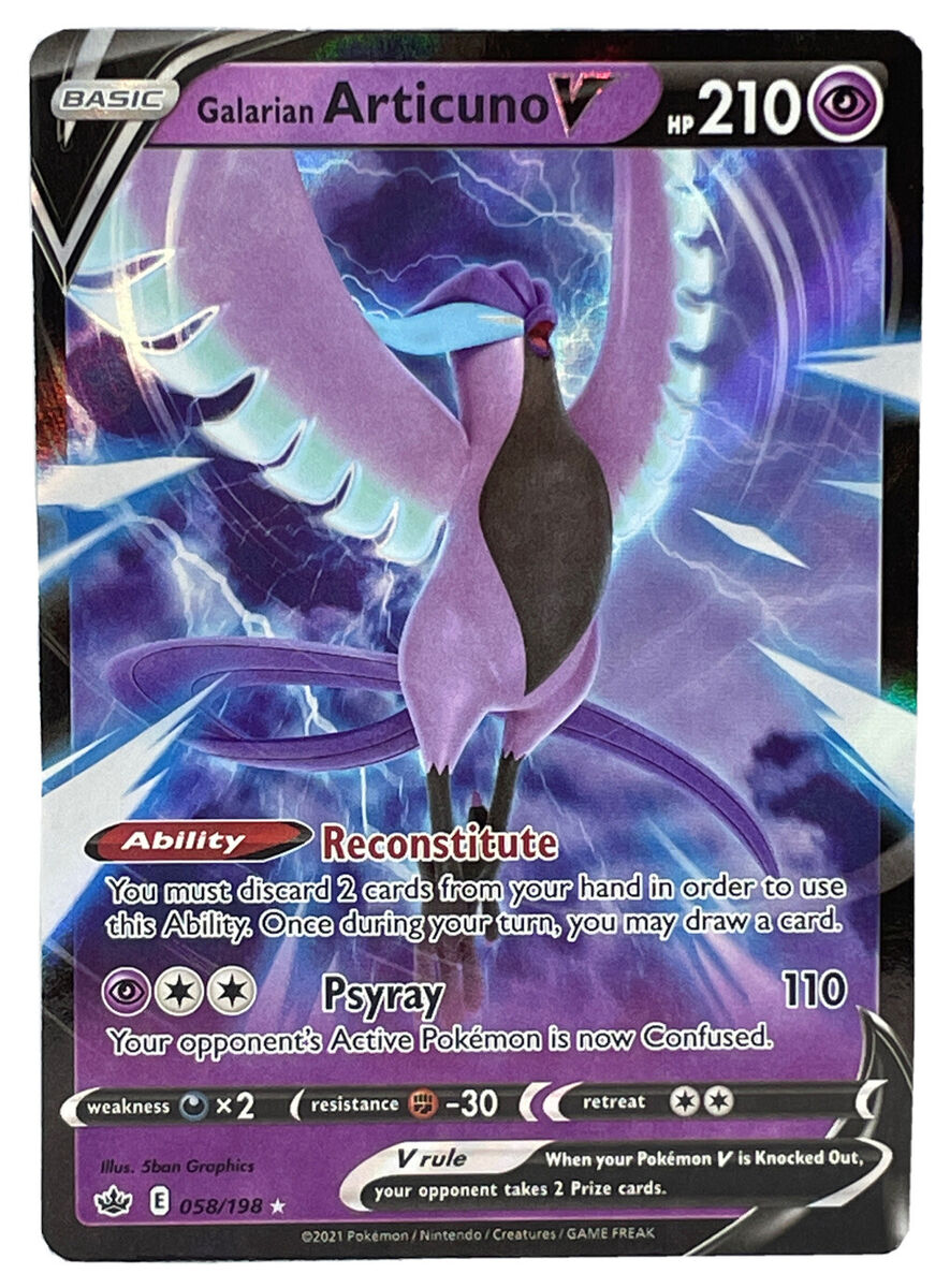 Articuno Of Galar V 058/198 E&b Reign de Glace 2021 Pca 9,5