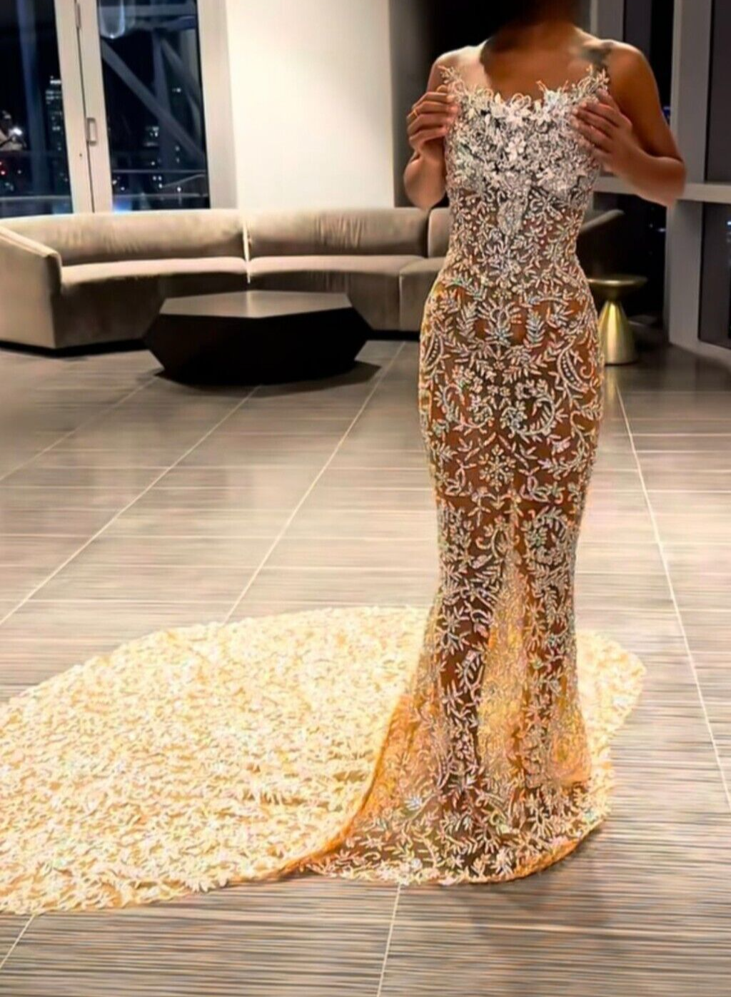 Luxury Rhinestone Fabric for Dresses, Gowns & Performance Wear Lace by the yard