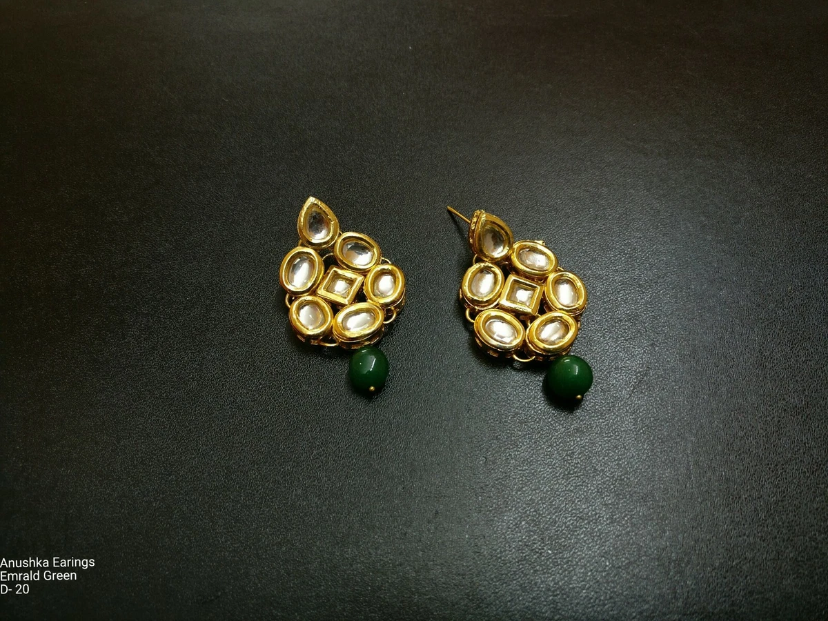 Indian Bollywood Gold Tone Kundan Earrings Set Jewelry Traditional