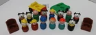 vintage fisher price little people lot - 14 people and dogs - 2 chairs - 2 cars