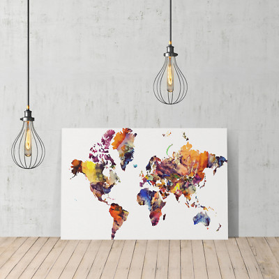Decorative Canvas Print United Design World Map Wall Décor Ready To Hang