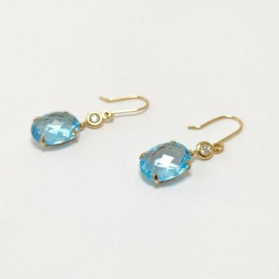 Earrings - 18ct. Yellow Gold Diamond (Natural) - Topaz