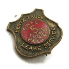 Hertz Truck Lease Service 5 Years Safe Drive Award Pin Vintage