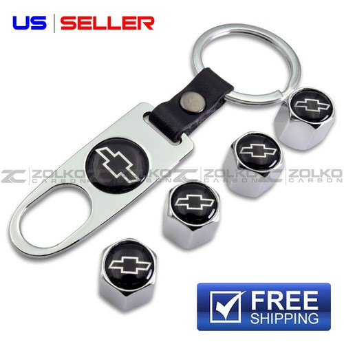 VALVE STEM CAPS + KEYCHAIN WHEEL TIRE SILVER US SELLER eBay