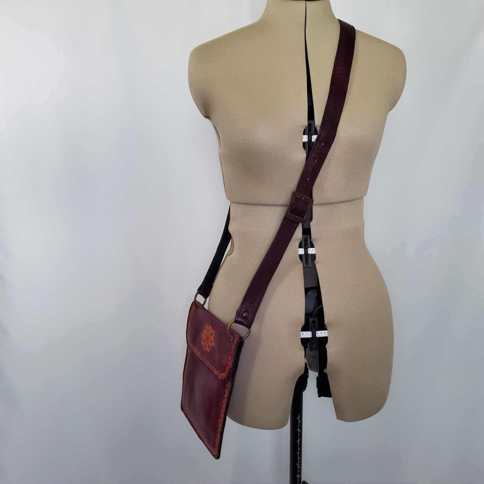 Handmade Crossbody Bag Women's Small Burgundy Lea… - image 3