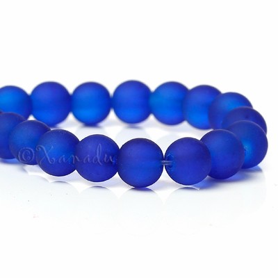 Blue Frosted 6mm Round Glass Beads Wholesale Strands G4577 - 75, 150 Or 300PCs