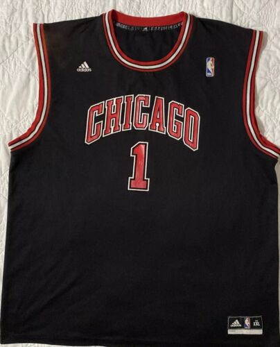 Men's adidas 2012 NBA Chicago Bulls #1 Derrick Rose Basketball Jersey XXL, Black - Picture 1 of 8