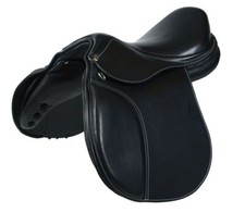 Springsattel Chelsea aus Leder, wechselbares Kopfeisen, Polyflex Baum, Schwarz