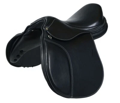 Springsattel Chelsea aus Leder, wechselbares Kopfeisen, Polyflex Baum, Schwarz - Bild 1 von 4