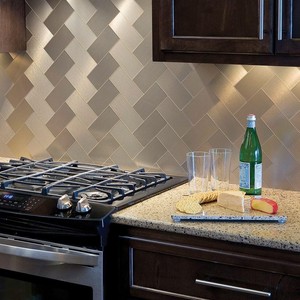 Metallic Wall Tiles Peel Stick Backsplash Brushed Champagne 8