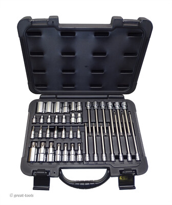 VIM TOOLS: 40-PC MASTER TORX SET   sockets, bits, long, short, E-Torx   automoti