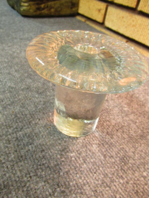 Glass MCM Heavy Mushroom Candle Holder Unique Estate Find Gift Old Sweden XB