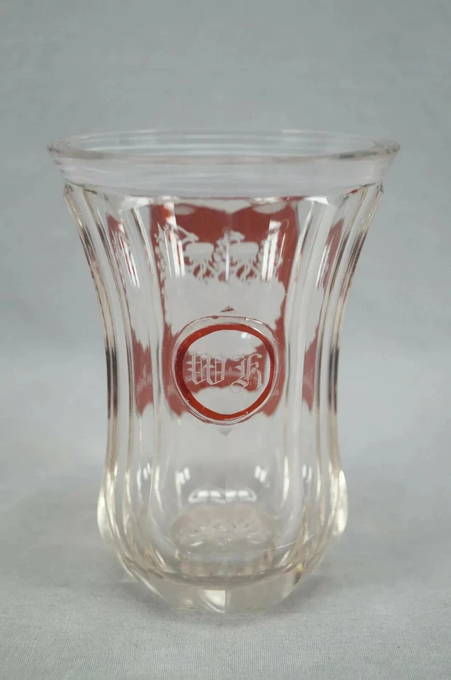 19th Century Bohemian Ruby Stained Engraved Snake Fountain & Cornucopia Tumbler - Image 3 of 4