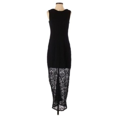 Raquel Allegra Mojave Lace Hem Black Maxi Dress | eBay